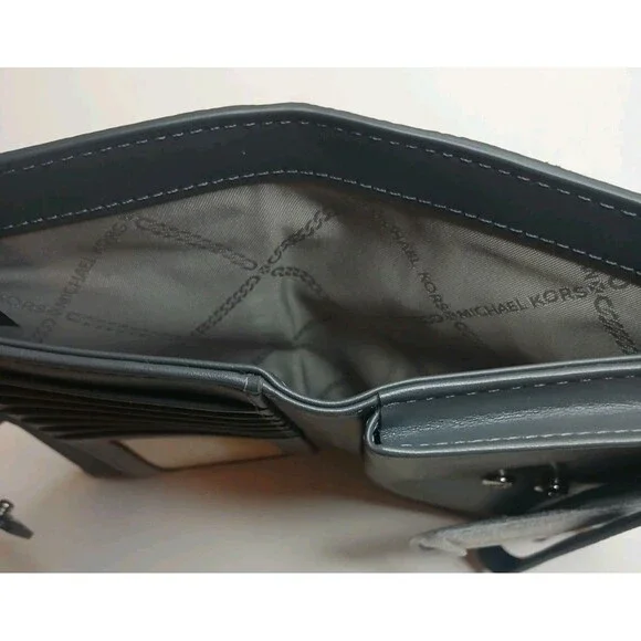 Michael Kors Jet Set Travel Continental Leather Wristlet Wallet Slate Gray NWT - Picture 7 of 16